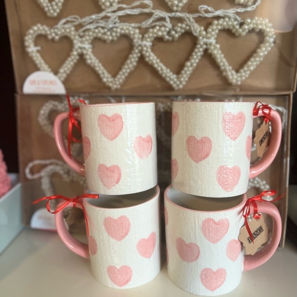 Lang Ceramic Heart-Print Mug Set of 4 - Picture 7 of 8